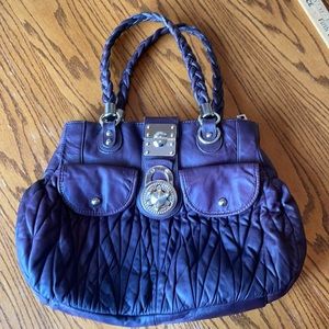 STEVE MADDEN PURPLE 100% LEATHER SHOULDER BAG / PURSE LOCK BAG